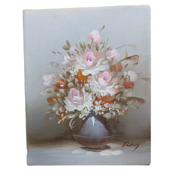 Original Floral Oil Painting On Stretched Canvas Signed By Artist Roxy - Romanti - Picture 5 of 14